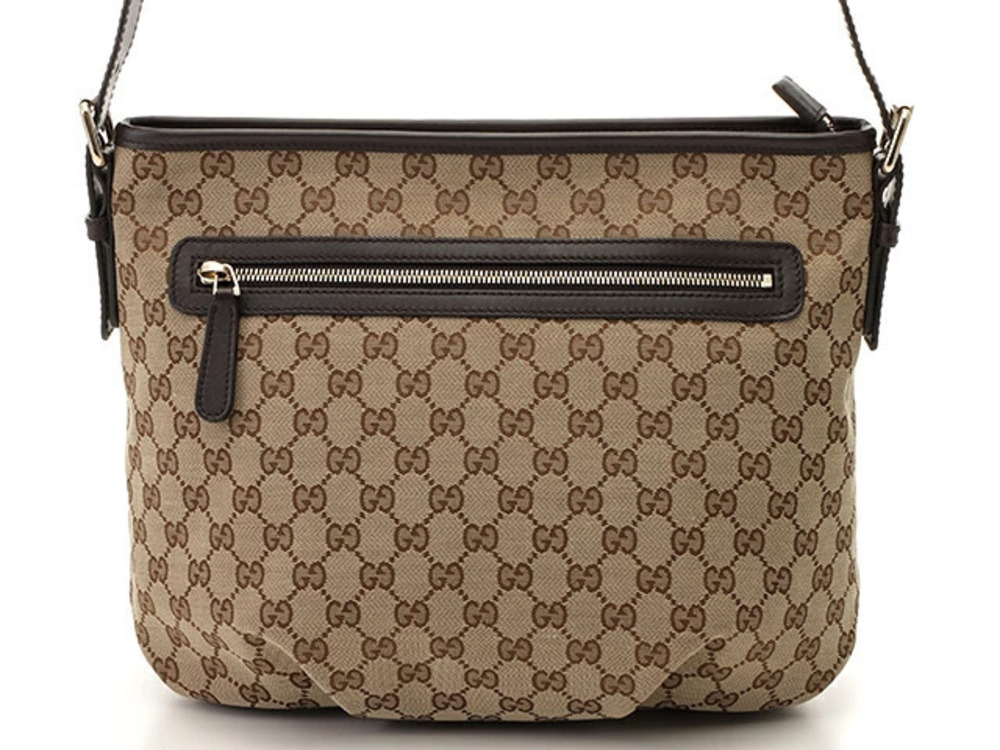 Gucci GG Canvas Shoulder Bag Beige Cream Brown